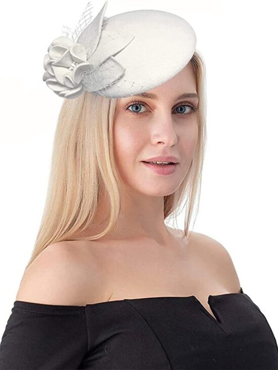 Women\'s Vintage 100% Wool Felt Cloche Bucket Bowler Hat Winter Vintage Bow White main image 7